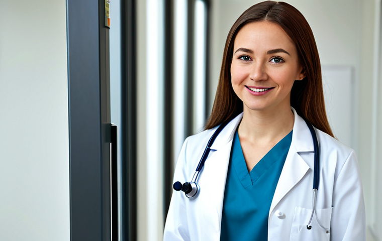**

"A professional female doctor in a fully clothed, modest white lab coat, standing in a clean and modern hospital environment, appropriate attire, stethoscope around neck, friendly expression, safe for work, perfect anatomy, correct proportions, well-formed hands, professional photography, high quality."

**