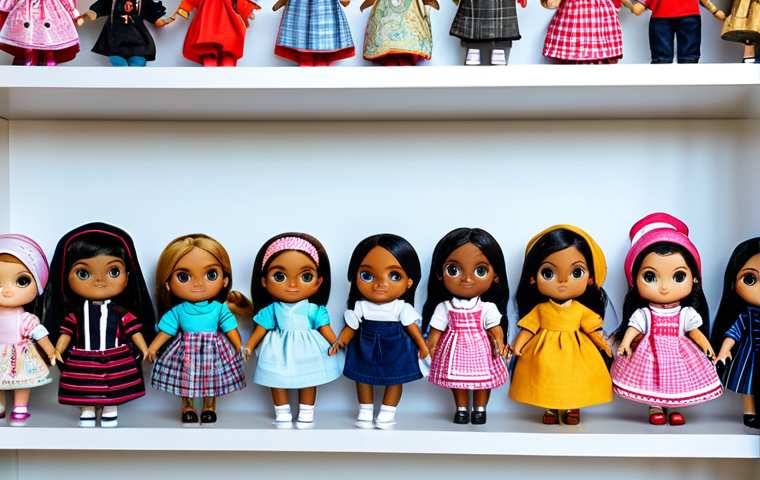Cultural LOL Surprise!**

"A collection of LOL Surprise! dolls displayed on a shelf, each wearing culturally inspired, modest clothing representing various countries. The dolls have perfect anatomy and are fully clothed in appropriate attire. Background shows a world map with highlighted regions. Safe for work, family-friendly, professional toy photography, correct proportions, well-formed hands, appropriate content."

**