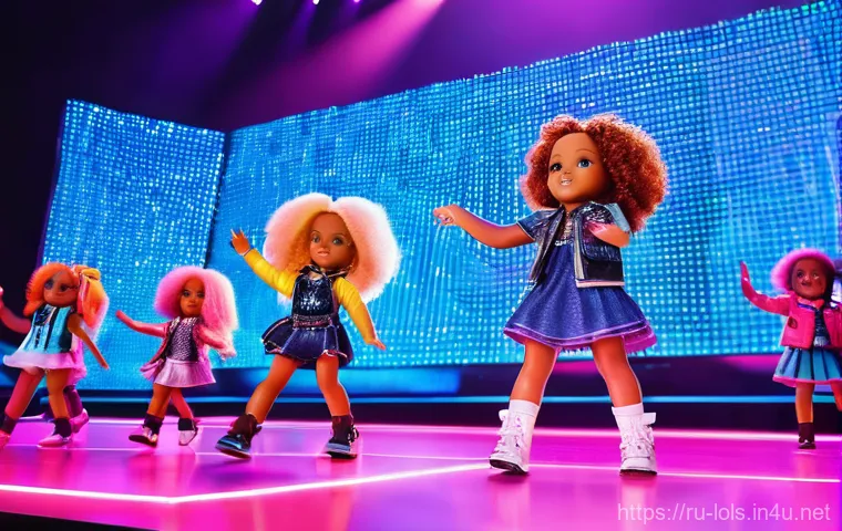 LOL 서프라이즈의 다양한 글로벌 이벤트 사례 - **Prompt:** A dynamic, miniature fashion show featuring several LOL Surprise! OMG and Tweens dolls s...