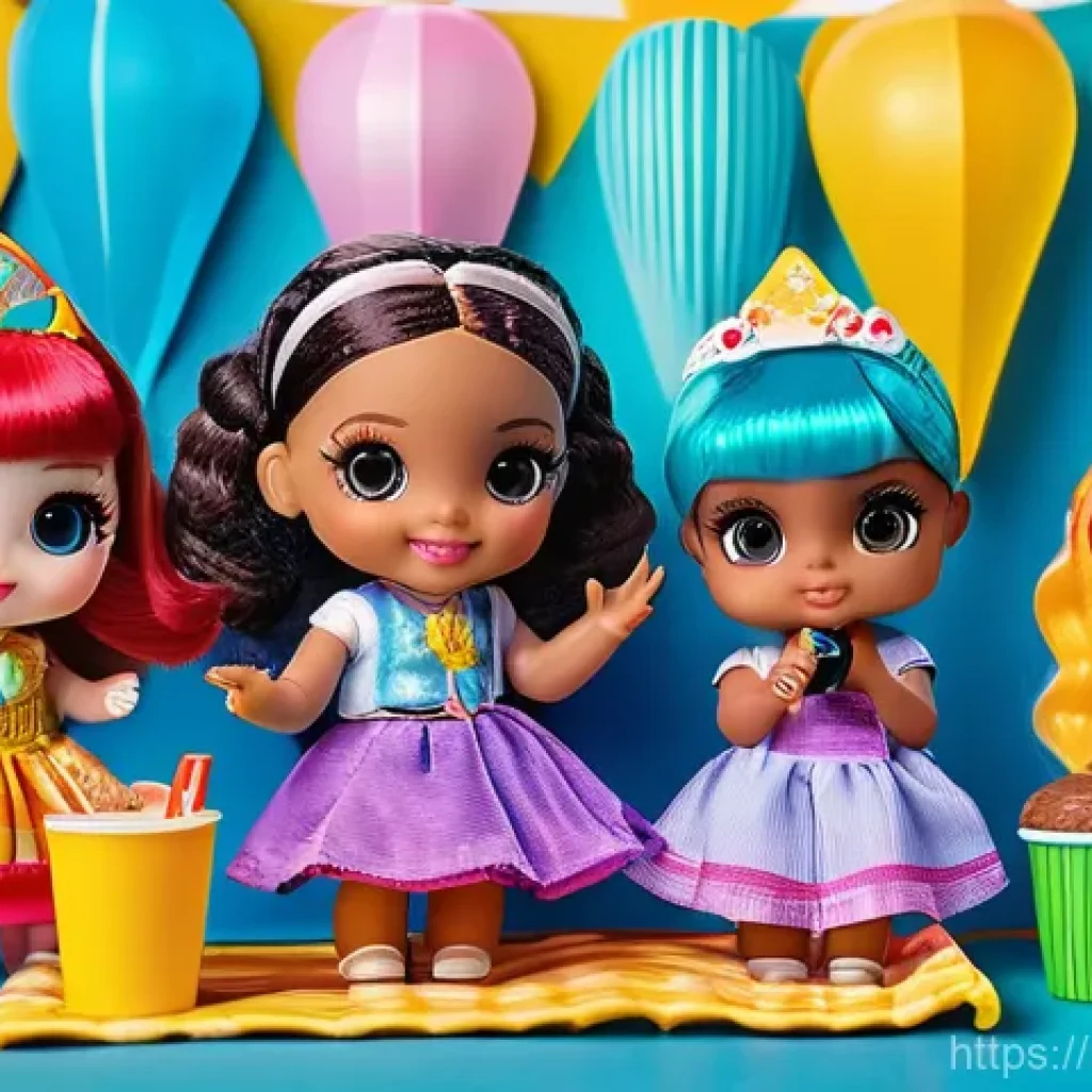 LOL 서프라이즈와 관련된 독창적인 콘텐츠 제작법 - **Prompt:** A vibrant, cheerful summer festival scene featuring a group of diverse LOL Surprise O.M....