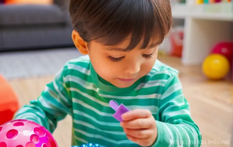 LOL 서프라이즈 인기 비결 - **"A close-up of a child's hands, aged around 7, gently peeling back the final layer of a vibrant, m...