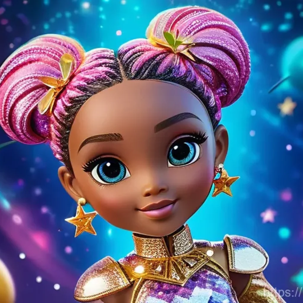 LOL 서프라이즈의 팬덤 아트 경연 대회 - Cosmic Carnival Starlet LOL Surprise Doll**

A dynamic, full-body digital illustration of a cheerful...