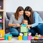 Home 19 LOL 서프라이즈의 수익 모델과 시장 점유율 - A vibrant scene depicting a family unboxing LOL Surprise toys at home in a cozy Russian living room,...