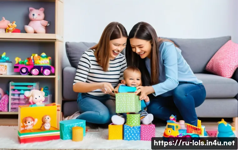 LOL 서프라이즈의 수익 모델과 시장 점유율 - A vibrant scene depicting a family unboxing LOL Surprise toys at home in a cozy Russian living room,...