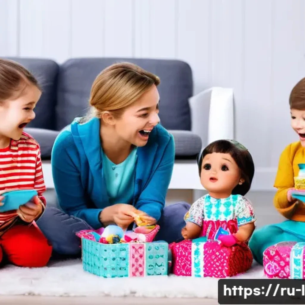 LOL 서프라이즈의 경제적 성공 요인 - A vibrant and detailed scene of children unboxing LOL Surprise dolls in a cozy Russian living room d...