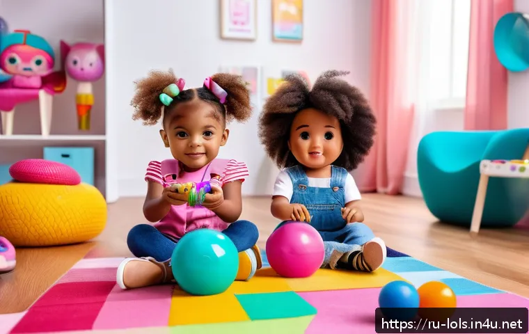 LOL 서프라이즈의 소비자 피드백 활용 사례 - A vibrant and safe children&rsquo;s playroom scene featuring a diverse group of kids aged 4-7 playing with...