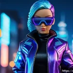 Home 19 LOL 서프라이즈의 컬렉션 확장과 전망 - A highly detailed collectible doll from the "Cyber Squad" series, featuring a futuristic cyberpunk d...