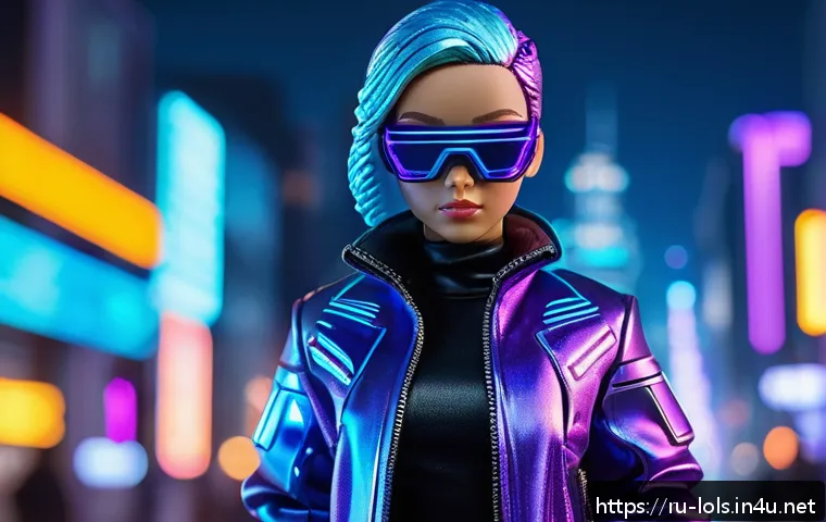 LOL 서프라이즈의 컬렉션 확장과 전망 - A highly detailed collectible doll from the "Cyber Squad" series, featuring a futuristic cyberpunk d...