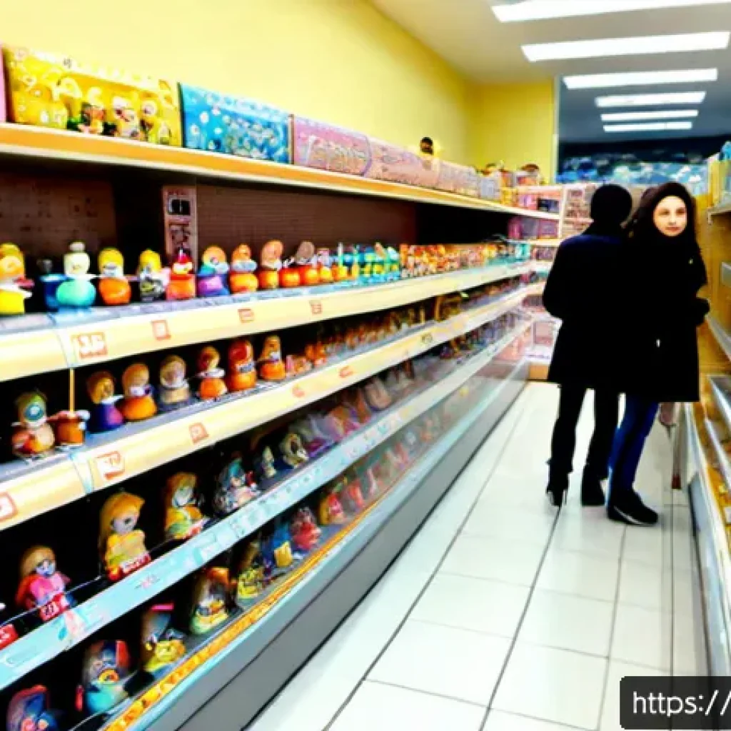 LOL 서프라이즈의 전 세계 판매 현황 - Photorealistic high-end toy store in Moscow during winter, a large colorful display of collectible s...