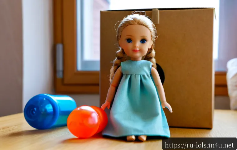 Home 17 LOL 서프라이즈의 지속 가능한 소재 사용 - Photorealistic close-up of an unbranded collectible fashion doll and its reusable surprise capsule m...